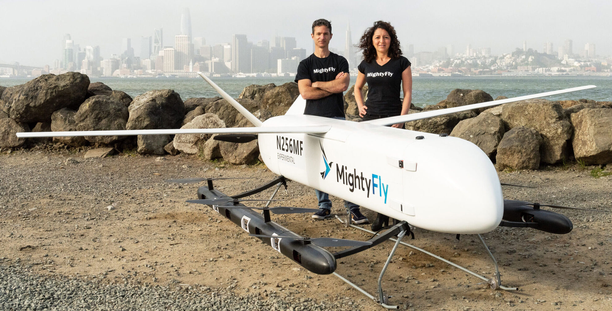 MightyFly MVP, 1st Gen eVTOL air cargo prototype drone MightyFly MVP, 1st Gen eVTOL air cargo prototype drone